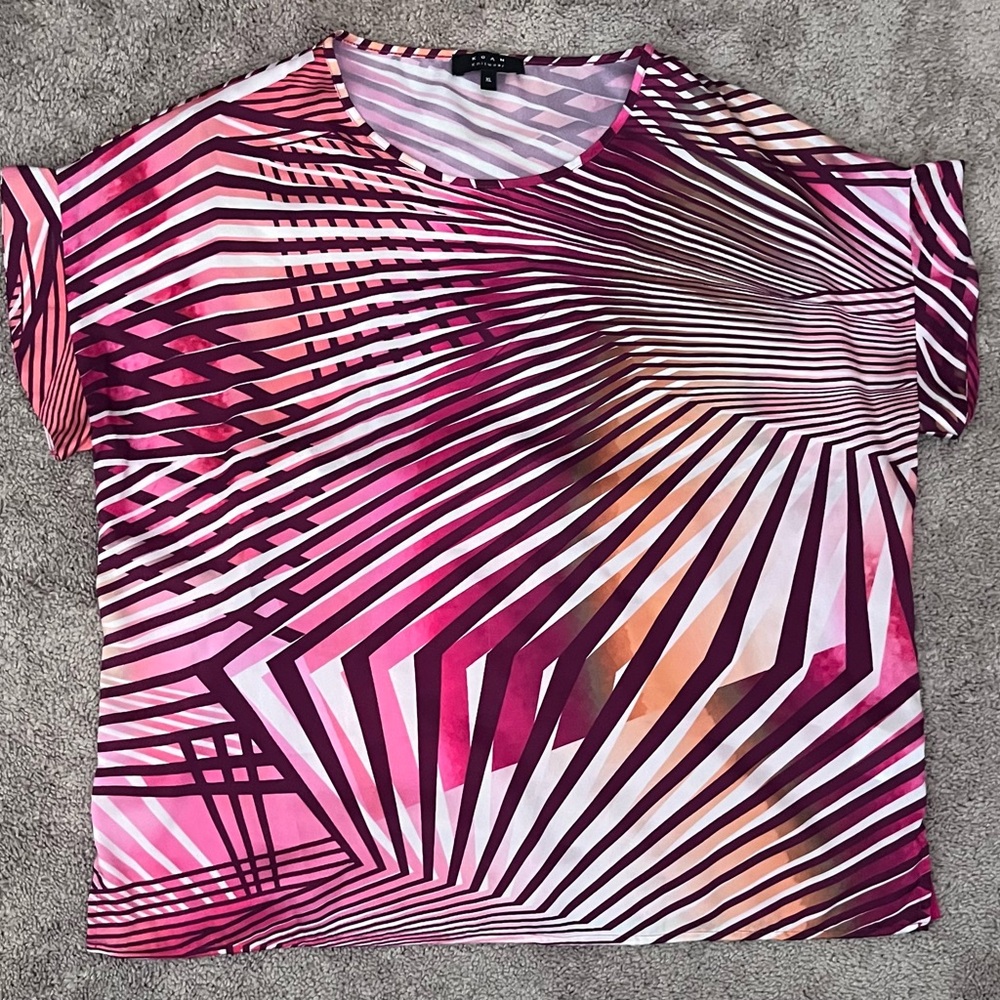 Pink and Purple Striped Women's Blouse
